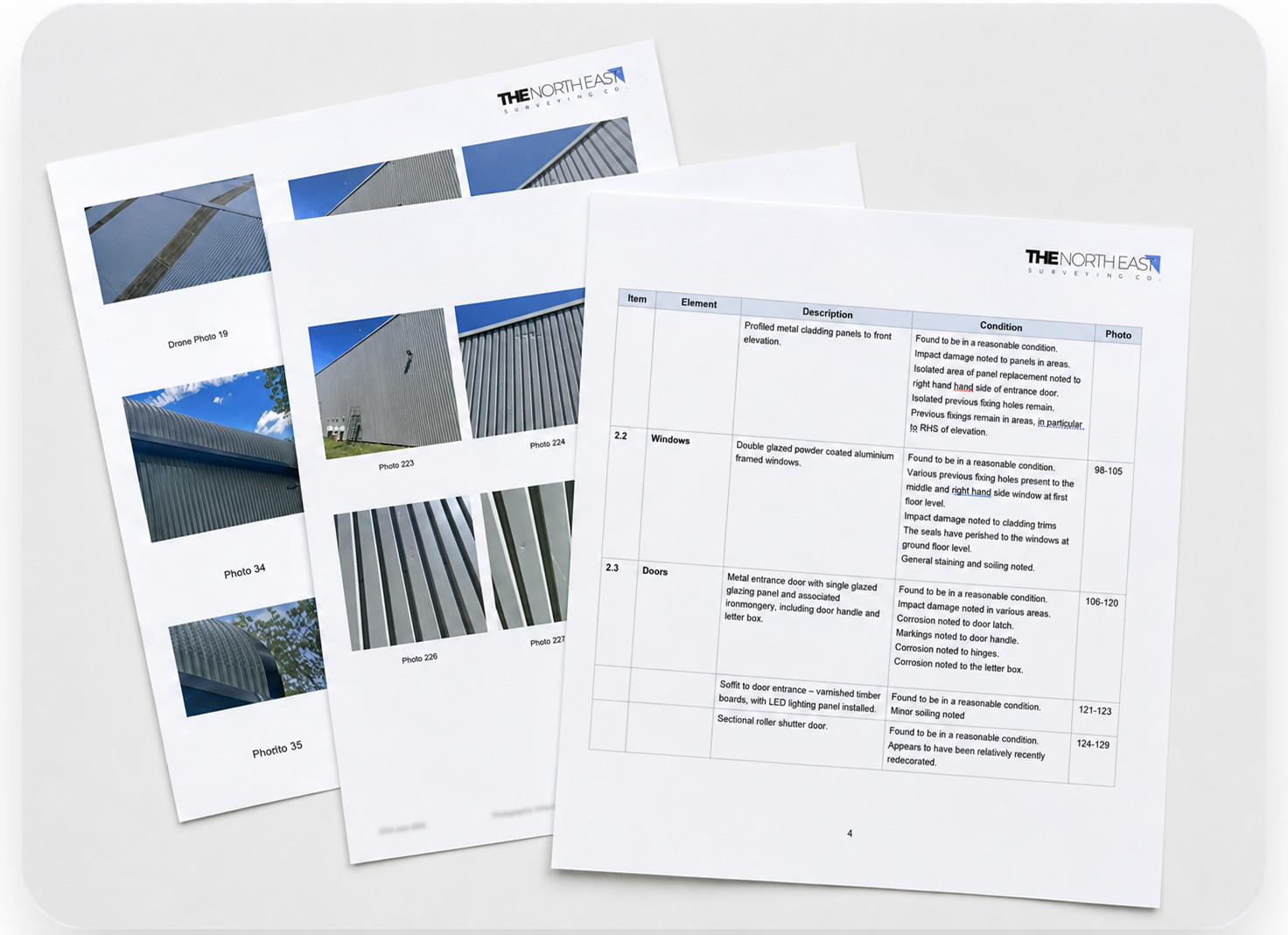 Example Schedule of Condition report pages